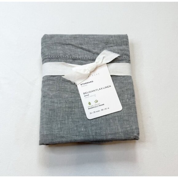 Pottery Barn Standard Belgian Flax Linen 1 Sham Gray 100% Linen 26X20 in NEW - Picture 10 of 10